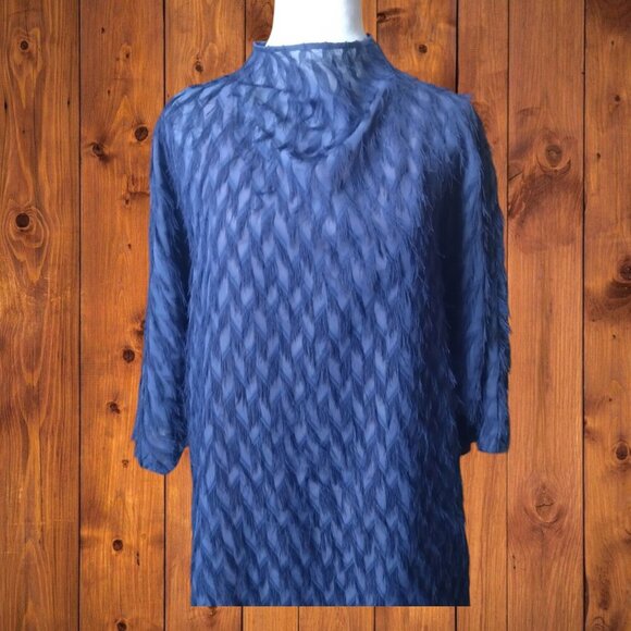 Anthropologie Women's Large Blue Short Sleeve Fringe Mini Dress New With Tags - Picture 2 of 9